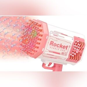 Pink Bubble Gun 40 Holes With Light Rocket Bubble Shooter Outdoor Girl Gift
